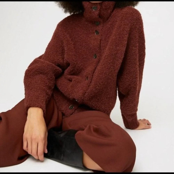 Aritzia Wilfred Karlis Oversized Alpaca Cardigan Sweater Red Brown Size XS - Picture 2 of 12